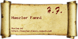 Haszler Fanni névjegykártya